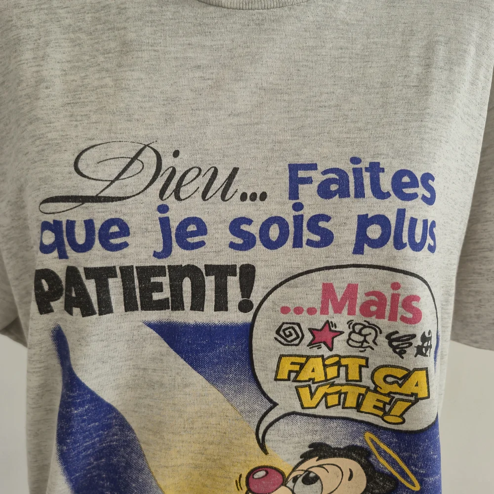 Vintage 1997 French Graphic Tee | Patient Cartoon Grey Marl - Picture 8 of 12